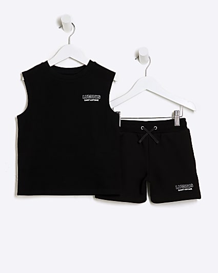 Mini Boys Black Luminis Vest And Shorts Set