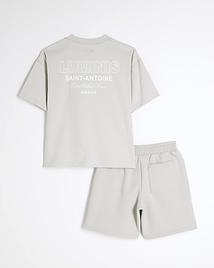 Boys Grey Luminis T-Shirt And Shorts Set