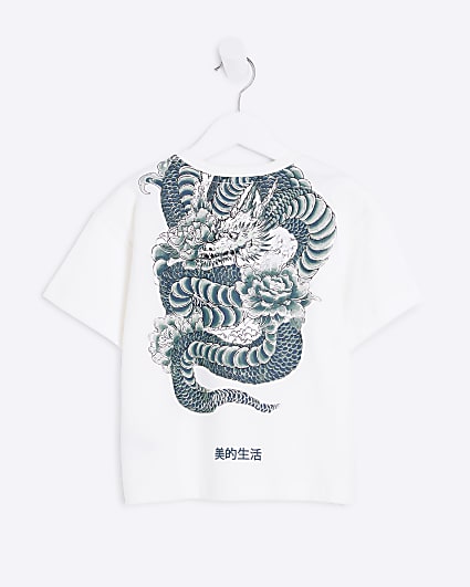 Mini Boys White Dragon T-Shirt