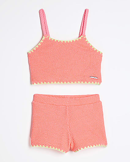 Mini Girls Coral Textured Bikini Top Set