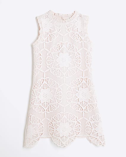 Girls Pink Lace Shift Dress