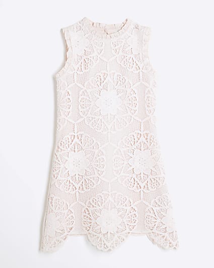 Girls Pink Lace Shift Dress