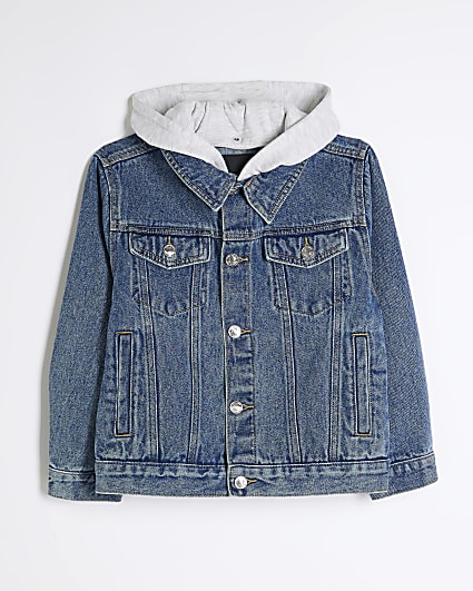 Boys White Hooded Denim Jacket