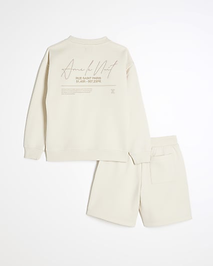 Boys White Ame Le Nuit Sweatshirt Set