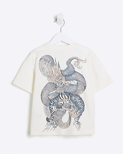 Mini Boys Beige Back Dragon T-Shirt