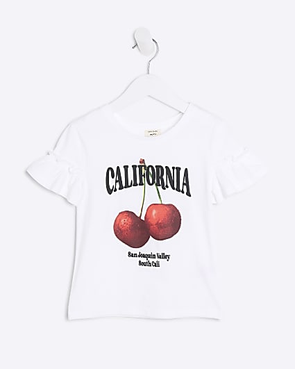 Mini Girls White Cherry Graphic T-Shirt