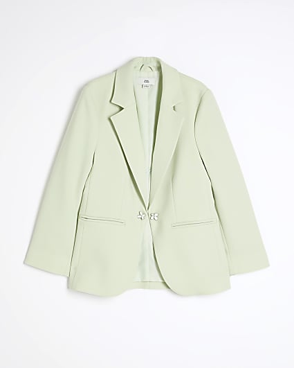 Girls Green Flower Button Blazer