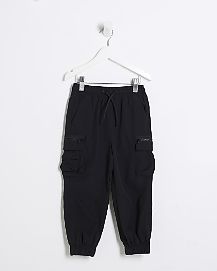 Mini Boys Black Cargo Trousers