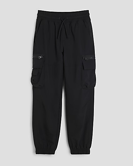 Boys Black Cargo Joggers