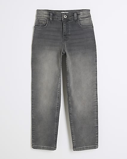 Boys Grey Stretch Denim Tapered Jeans