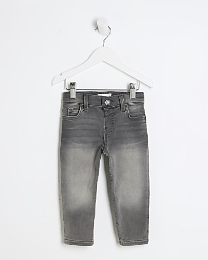 Mini Boys Grey Stretch Tapered Jeans