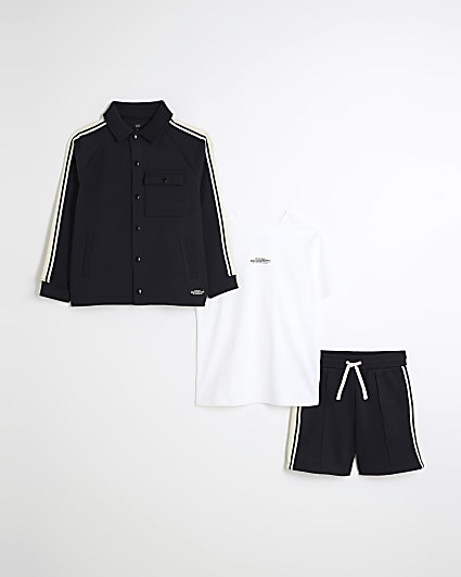 Boys Navy Taped Shorts 3 Piece Set