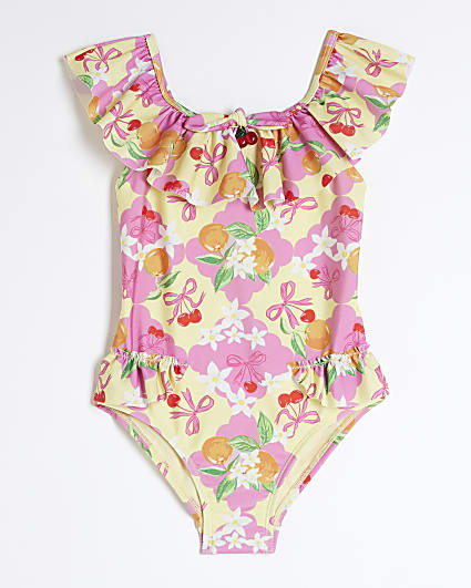 Mini Girl Pink Fruit Print Swimsuit