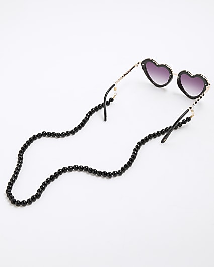 Girls Black Heart And Chain Sunglasses