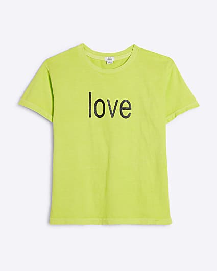 Girls Green Love T-Shirt