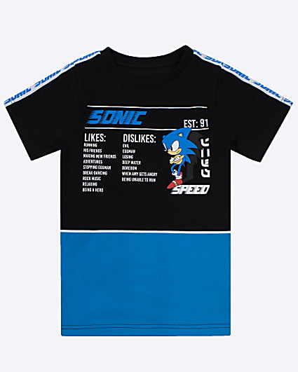 Boys Black Sonic Blocked Tape T-shirt