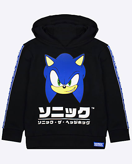 Boys Black Sonic Tape Sleeve Hoodie