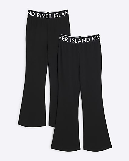 Girls Black RI Flare Leggings