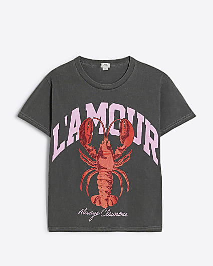 Girls Grey Lamour Lobster Graphic T-Shirt