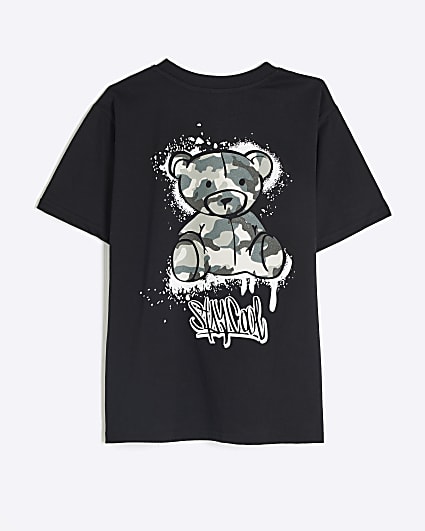 Boys Black Camo Bear T-Shirt