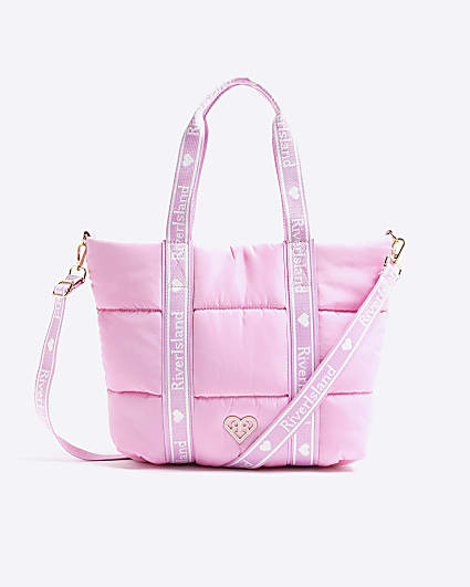 Girls Pink Nylon Padded Shopper Bag