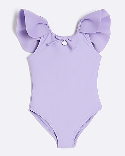 Mini Girls Purple Shell Charm Swimsuit