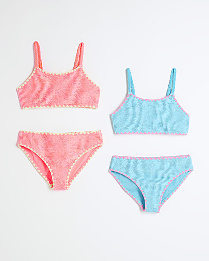 Girls Pack Of 2 Crinkle Textured Bikini Set