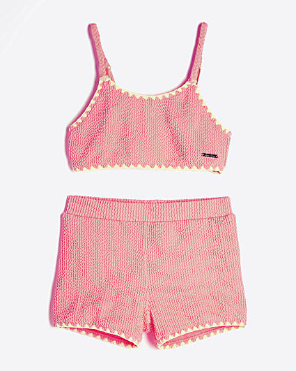 Girls Coral Textured Bikini Set