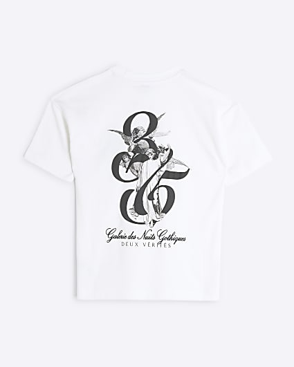 Boys White Gothic Print T-Shirt