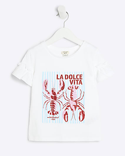 Mini girls White Lobster T-shirt