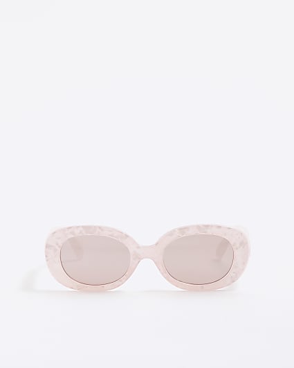 Girls Pink Pearlised Oval Sunglasses