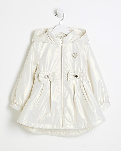 Mini Girls Cream Cinched Frill Raincoat