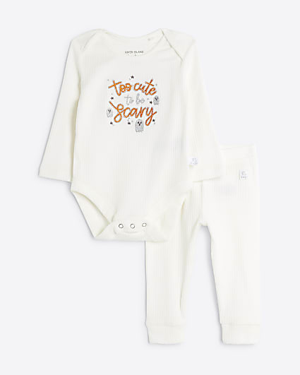 Baby Cream graphic print all in one set