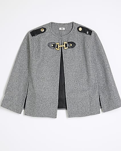 Girls Grey Military Style Cape