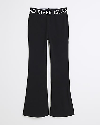 Girls Black RI Waistband Flared Trousers