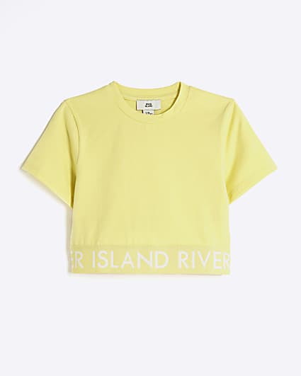 Girls Yellow RI Waistband Crop Top