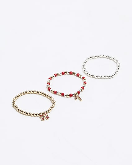 Red Christmas Charm Bracelet Set