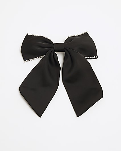 Black Christmas Diamond Stud Bow Hair Clip
