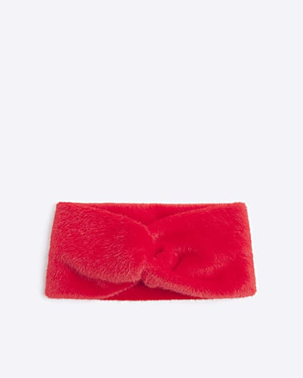 Red Fluffy Knitted Headband