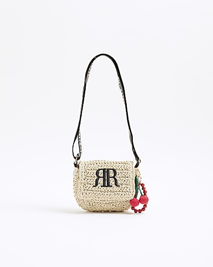 Girls Beige RI Raffia Cross Body Bag