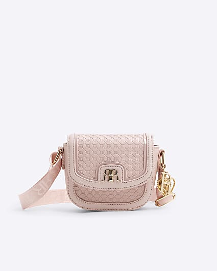 Girls Pink Embossed Cross Body Bag