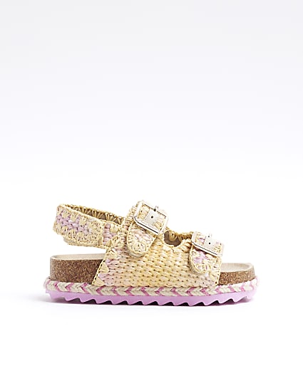 Mini Girls Pink Ombre Raffia Sandals