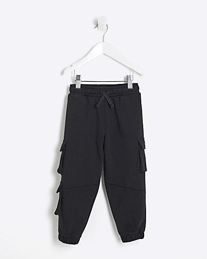 Mini Boys Black Cargo Joggers