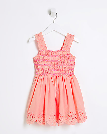 Mini Girls Coral Broidery Bubble Hem Dress