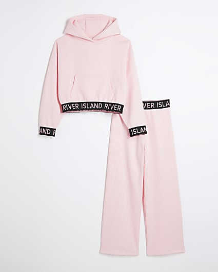 Girls Pink Glitter RI Hoodie And Joggers Set