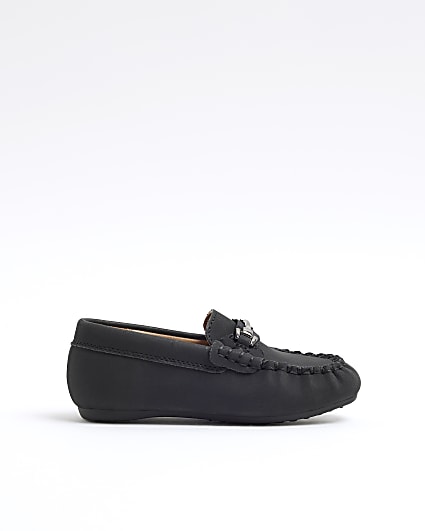 Mini Boys Black Faux Leather Loafers