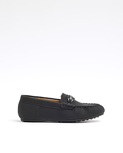 Boys Black Faux Leather Loafers