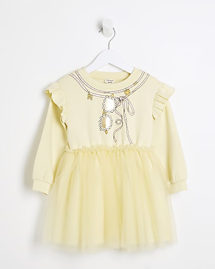 Mini Girls Yellow Tutu Necklace Dress