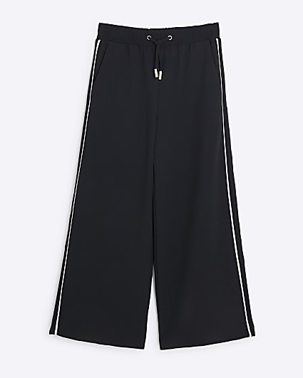 Girls Black Side Piping Trousers