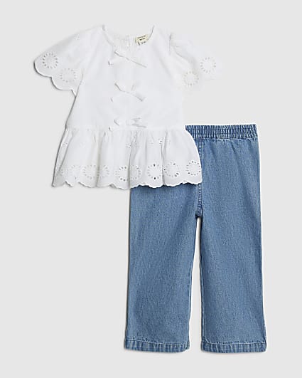 Mini Girls White Broderie Blouse Set